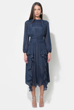 Load image into Gallery viewer, ruffle maxi chiffon dress - navy
