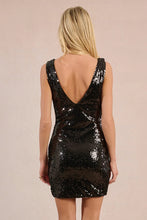 Load image into Gallery viewer, cowl sequin dress - black
