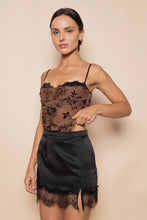 Load image into Gallery viewer, lace velvet bodysuit - brn/blk
