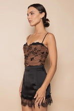 Load image into Gallery viewer, lace velvet bodysuit - brn/blk
