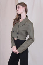 Load image into Gallery viewer, dbl brst cropped blazer - green
