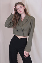Load image into Gallery viewer, dbl brst cropped blazer - green
