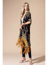 Load image into Gallery viewer, galya fringe kimono - blk/multi
