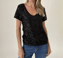 Load image into Gallery viewer, Sequin Top - black
