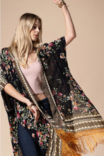 Load image into Gallery viewer, galya fringe kimono - blk/multi
