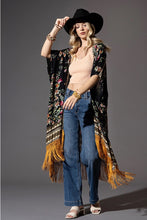 Load image into Gallery viewer, galya fringe kimono - blk/multi
