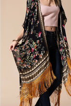 Load image into Gallery viewer, galya fringe kimono - blk/multi
