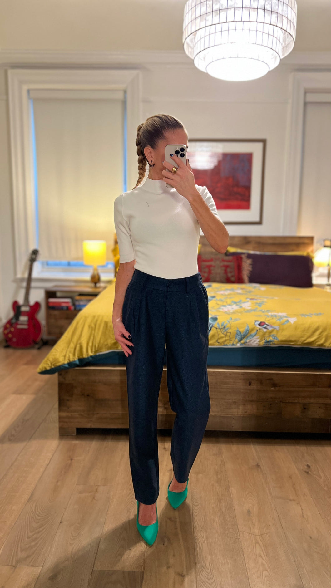 Herringbone Pants - Navy