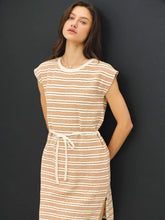 Load image into Gallery viewer, cap slv striped dress - caramel
