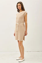 Load image into Gallery viewer, cap slv striped dress - caramel
