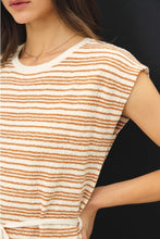 Load image into Gallery viewer, cap slv striped dress - caramel
