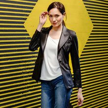 Load image into Gallery viewer, liquid leather blazer - black
