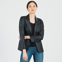 Load image into Gallery viewer, liquid leather blazer - black
