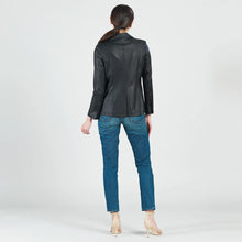 Load image into Gallery viewer, liquid leather blazer - black
