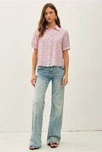 Load image into Gallery viewer, ditsy print puff slv blouse - fuchsia
