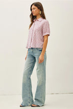 Load image into Gallery viewer, ditsy print puff slv blouse - fuchsia
