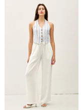 Load image into Gallery viewer, striped halter tie vest - chambray
