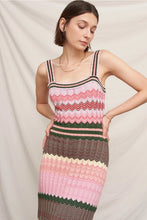 Load image into Gallery viewer, Chevron knit dress w scallop edge - multi
