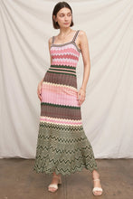 Load image into Gallery viewer, Chevron knit dress w scallop edge - multi
