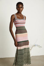 Load image into Gallery viewer, Chevron knit dress w scallop edge - multi
