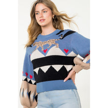 Load image into Gallery viewer, Animal colorblock sweater - blue
