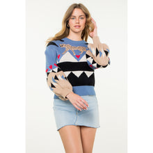 Load image into Gallery viewer, Animal colorblock sweater - blue

