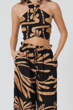 Load image into Gallery viewer, Tie back Top &amp; pants set - Black/Multi
