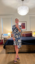 Load image into Gallery viewer, Printed faux wrap dress - Splash royal blue

