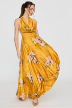 Load image into Gallery viewer, Halter flare Maxi Dress - Deep Yellow
