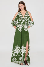 Load image into Gallery viewer, Border print kimono Dress - Green / Beige
