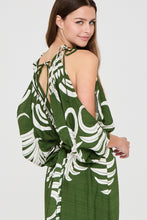 Load image into Gallery viewer, Border print kimono Dress - Green / Beige

