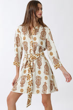 Load image into Gallery viewer, 3/4 Sleeveless Mini Dress - Ivory/Camel
