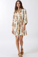 Load image into Gallery viewer, 3/4 Sleeveless Mini Dress - Ivory/Camel
