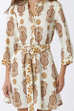 Load image into Gallery viewer, 3/4 Sleeveless Mini Dress - Ivory/Camel
