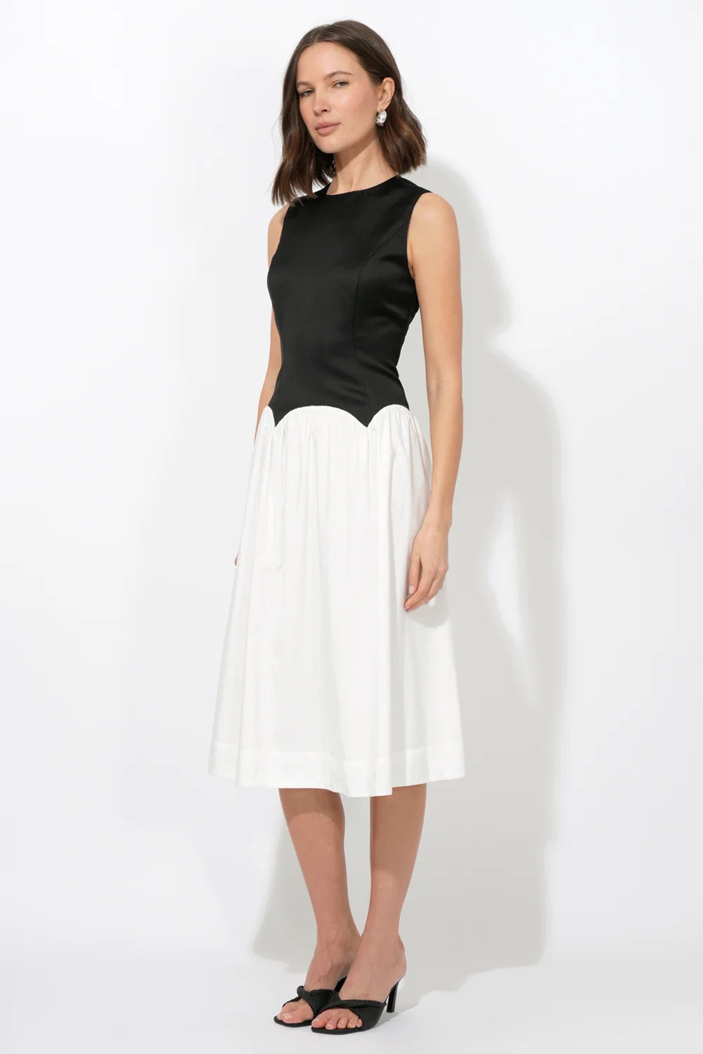 SHAPELL FLARED SKIRT DRESS - BLK/WHT – Shishi Boutique