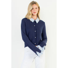 Load image into Gallery viewer, Collard knit Top - NAVY
