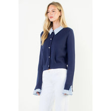 Load image into Gallery viewer, Collard knit Top - NAVY
