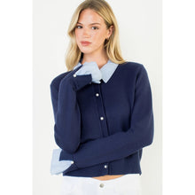 Load image into Gallery viewer, Collard knit Top - NAVY
