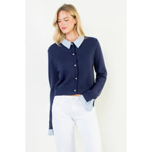 Load image into Gallery viewer, Collard knit Top - NAVY
