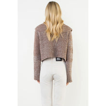 Load image into Gallery viewer, CROPPED KNIT COLLARD CARDI - BROWN
