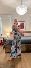 Load image into Gallery viewer, printed culotte jumpsuit - blue paisly
