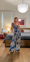 Load image into Gallery viewer, printed culotte jumpsuit - blue paisly
