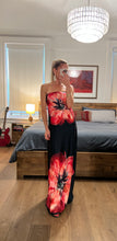 Load image into Gallery viewer, tube maxi dress - black red print
