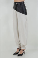 Load image into Gallery viewer, pu leather combo trousers - blk/stone
