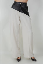 Load image into Gallery viewer, pu leather combo trousers - blk/stone
