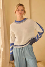 Load image into Gallery viewer, mixed stripe swtr top - white/blue
