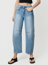 Load image into Gallery viewer, barrel jeans with stitches - tingle
