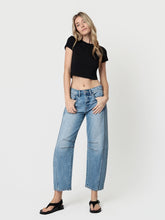 Load image into Gallery viewer, barrel jeans with stitches - tingle
