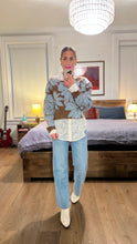 Load image into Gallery viewer, Floral Boatneck Sweater - Blue
