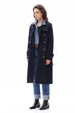 Load image into Gallery viewer, denim trench coat - dark denim
